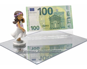 Geldgeschenk Kommunion Mädchen | Geldhalter Acryl mit Figur | Erstkommunion Geschenk | Geldgeschenk mit Foto | modern