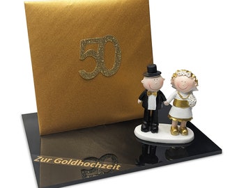 Goldene Hochzeit Geschenk | Edles Geldgeschenk zur Goldhochzeit | Personalisiertes Hochzeitsgeschenk mit Acryl-Design