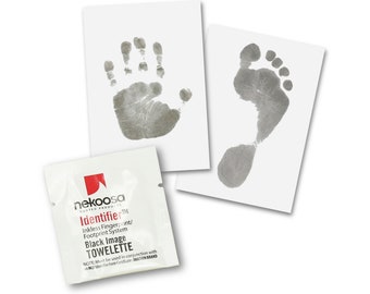 Inkless Footprint & Handprint Kit, black, prints for babies and children, on coated paper, Magic Footprint Special