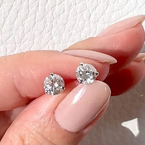 Lab Created Diamonds Martini Stud Earrings – 1 ct. tw VS - FG 3-prong martini setting Brilliant Round Cut Solitaire Studs 14k Gold