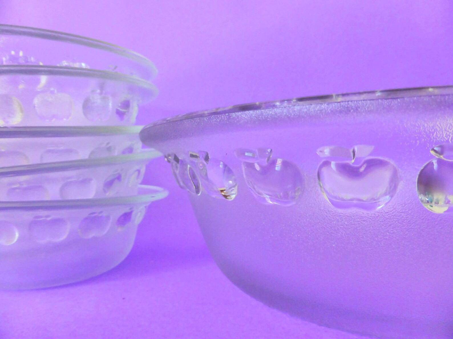 Cute Apple Glass Serving Bowls Set of 6 Mid Century Dessert Etsy