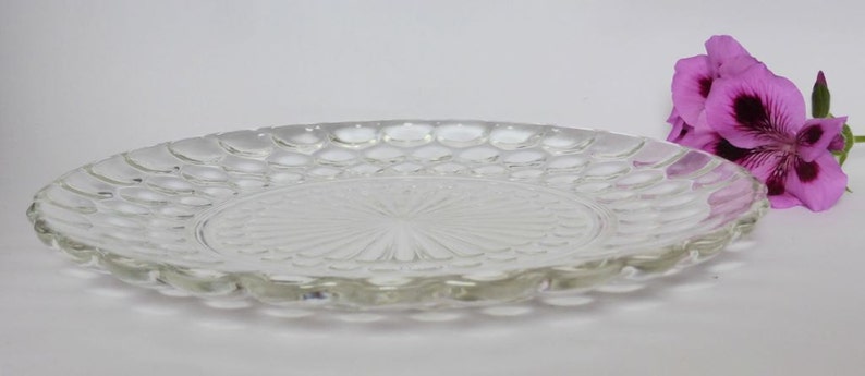 Art Deco 1930s Decor Hobnail Bubble Serving Plate 1937 Anchor Hocking Glass Plate Vintage Wedding Depression Glass Dinner Plate