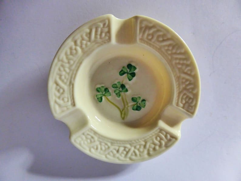 Belleek Ireland Shamrock Ashtray Vintage Irish China Etsy