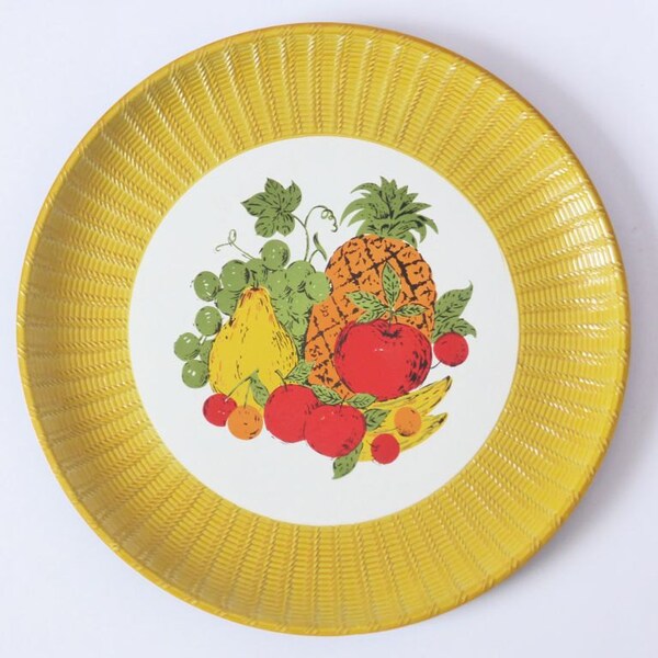 Super Fruity Serving Platter, Dish, Plate ~ Drinks Tray, Vintage Decor, Kitsch, Retro Kitchen, Tiki Bar, Tropical Fruit ~ 1970s Party ~ Fun!