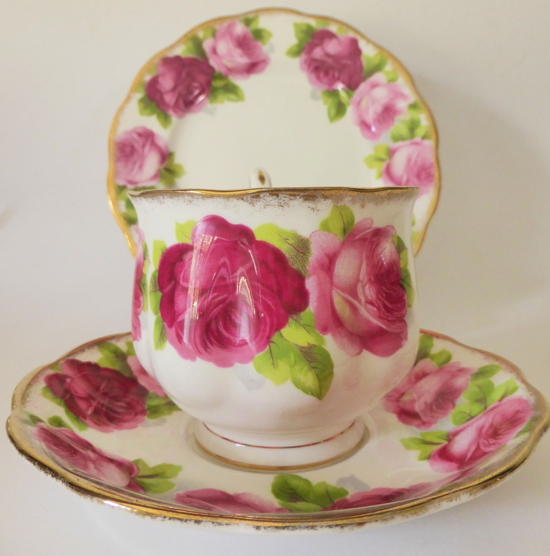 Royal Albert Old English Rose Bone China Trio Pink Floral Tea Etsy