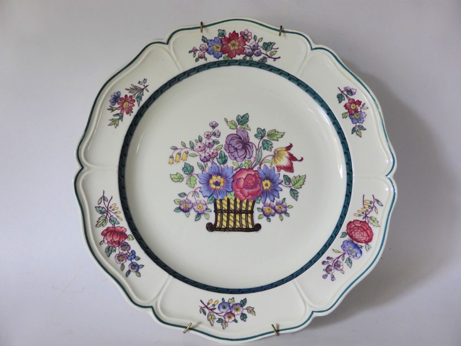 Antique Wedgwood Floral Dinner Plate with Display Stand Etsy