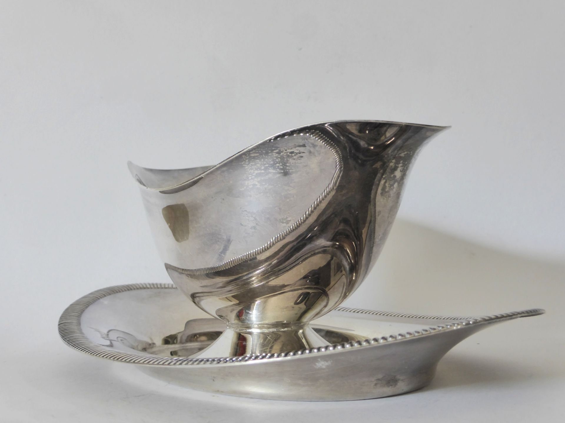 Vintage Silver Plate Gravy Boat with Attached Under Tray Etsy