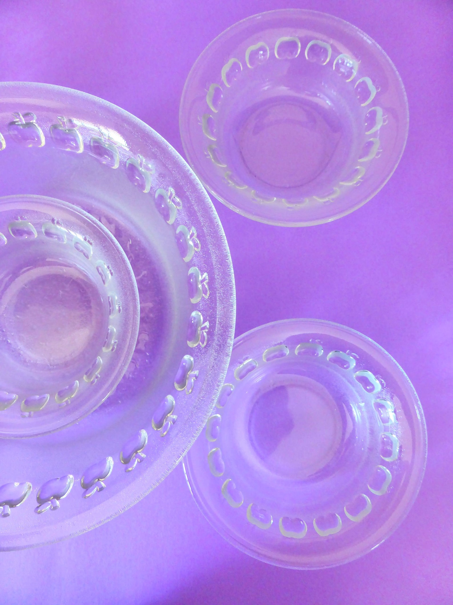 Cute Apple Glass Serving Bowls Set of 6 Mid Century Dessert Etsy