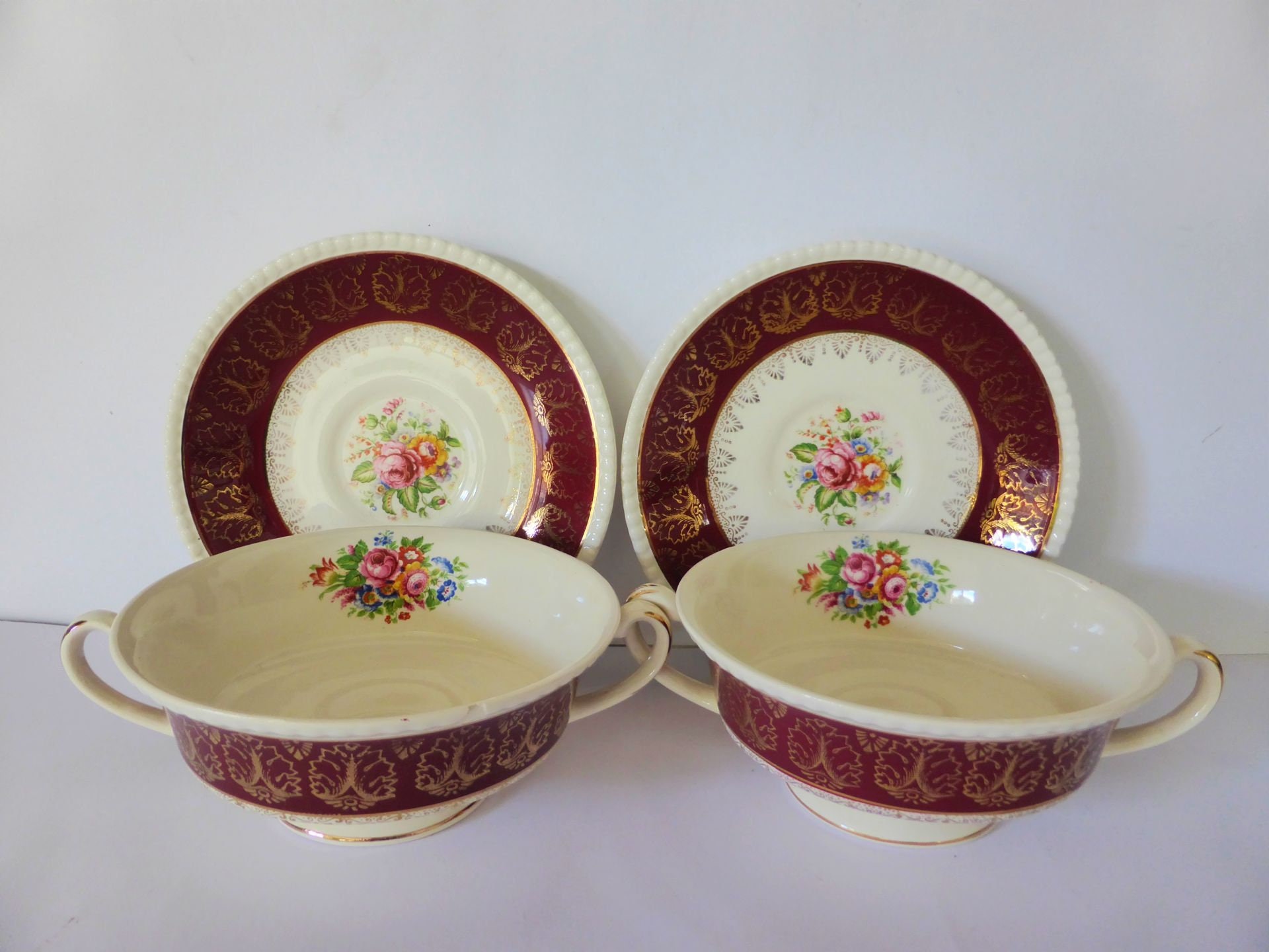 Solian Ware Soup Bowls Pair of 1940s Bowls With Saucers Etsy Australia