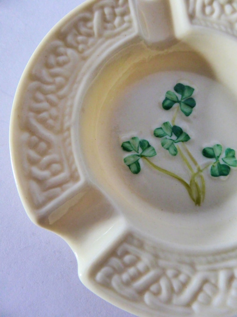 Belleek Ireland Shamrock Ashtray Vintage Irish China Etsy