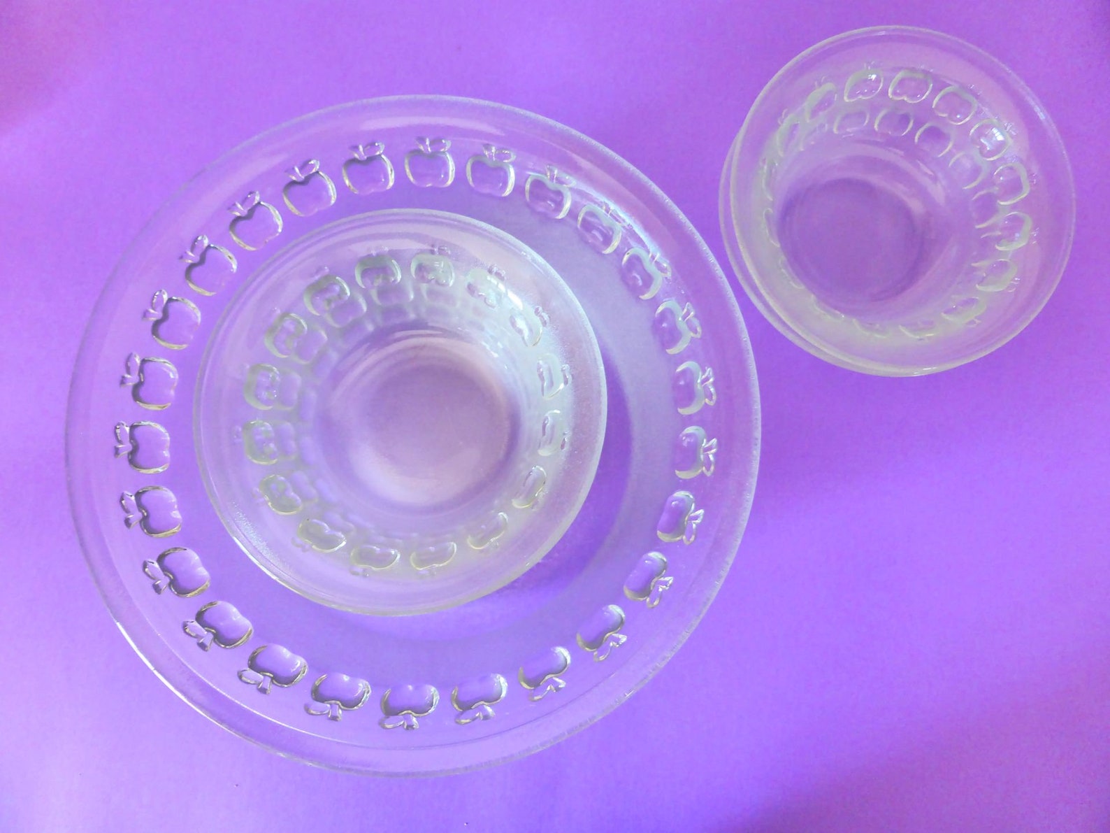 Cute Apple Glass Serving Bowls Set of 6 Mid Century Dessert Etsy