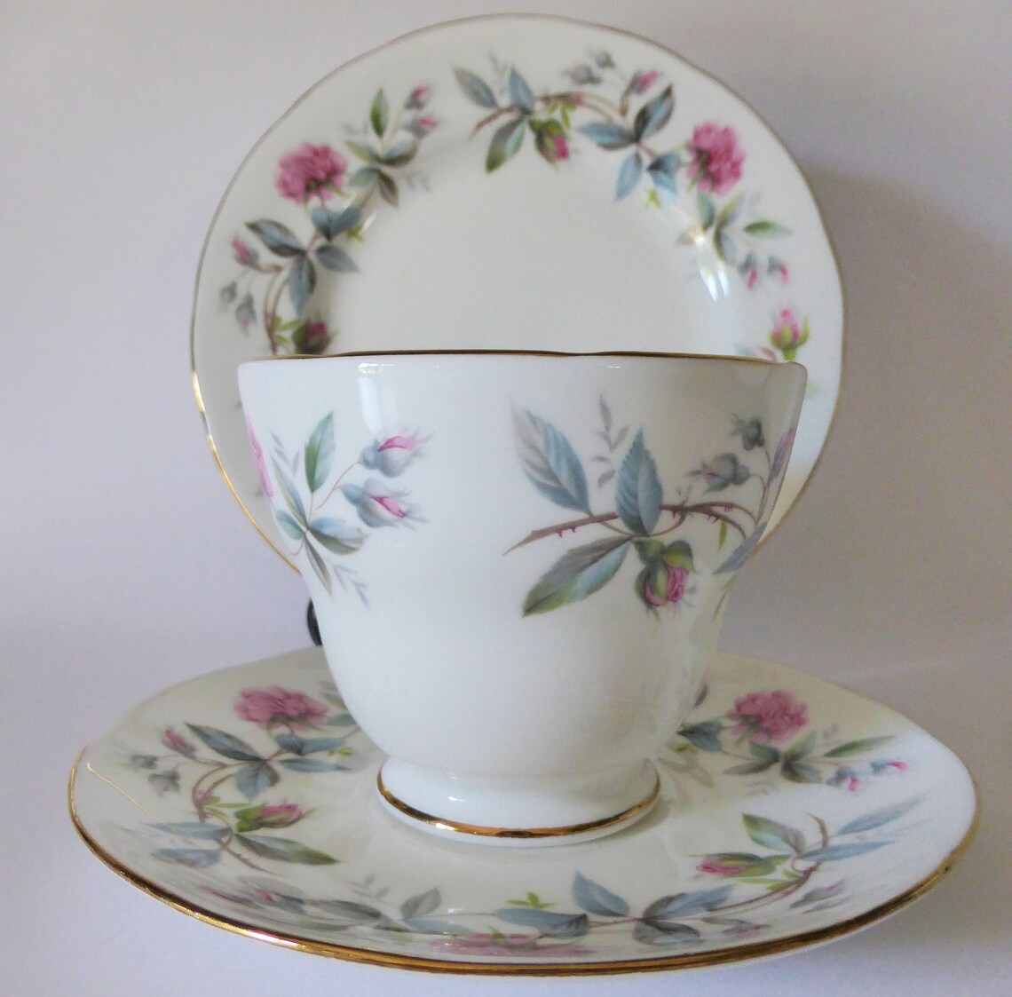 Vintage Duchess Bramble Rose Bone China Trio Pink Floral Tea Etsy