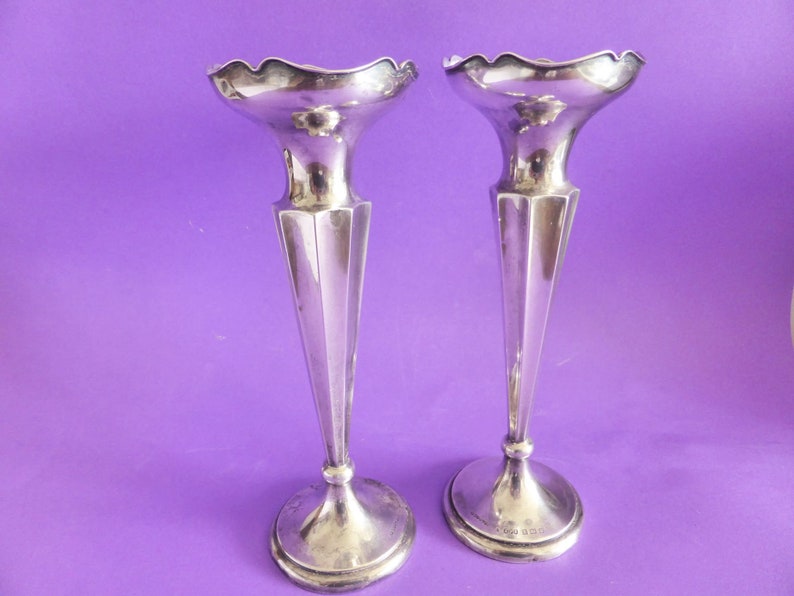 Pair Of Art Nouveau Sterling Silver Vases Antique 1920s Etsy