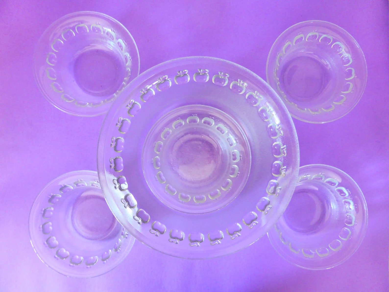 Cute Apple Glass Serving Bowls Set of 6 Mid Century Dessert Etsy