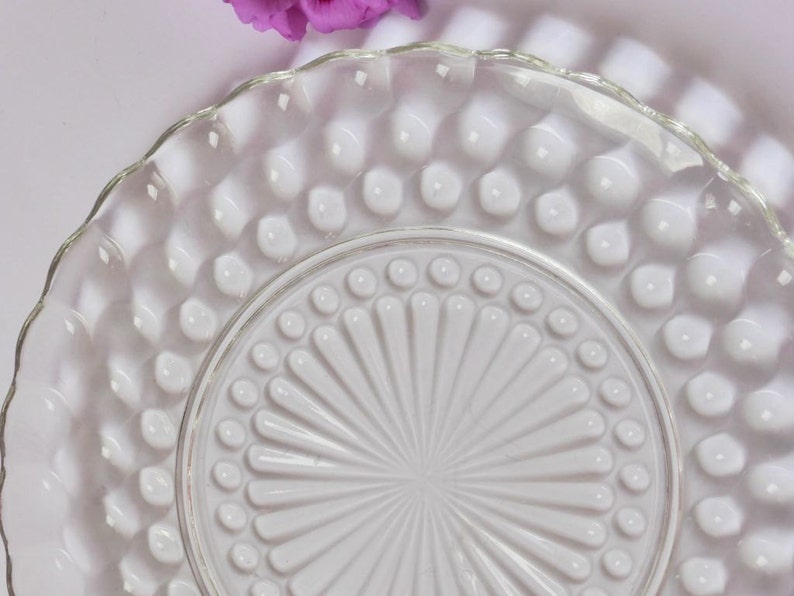 Art Deco 1930s Decor Hobnail Bubble Serving Plate 1937 Anchor Hocking Glass Plate Vintage Wedding Depression Glass Dinner Plate