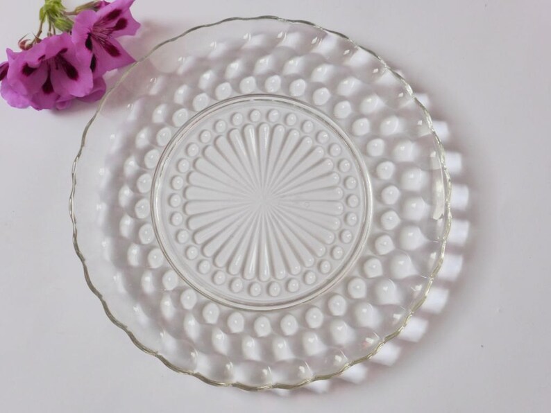 Art Deco 1930s Decor Hobnail Bubble Serving Plate 1937 Anchor Hocking Glass Plate Vintage Wedding Depression Glass Dinner Plate