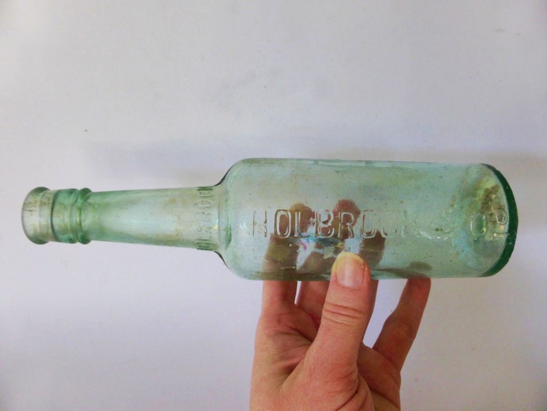 Antique Holbrook & Co. Worcestershire Sauce Bottle Aqua Green Etsy