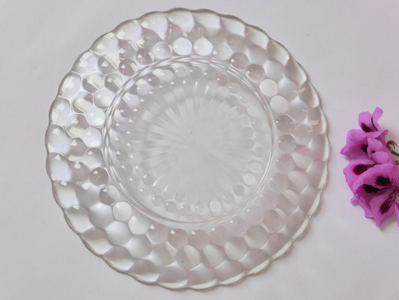 Art Deco 1930s Decor Hobnail Bubble Serving Plate 1937 Anchor Hocking Glass Plate Vintage Wedding Depression Glass Dinner Plate