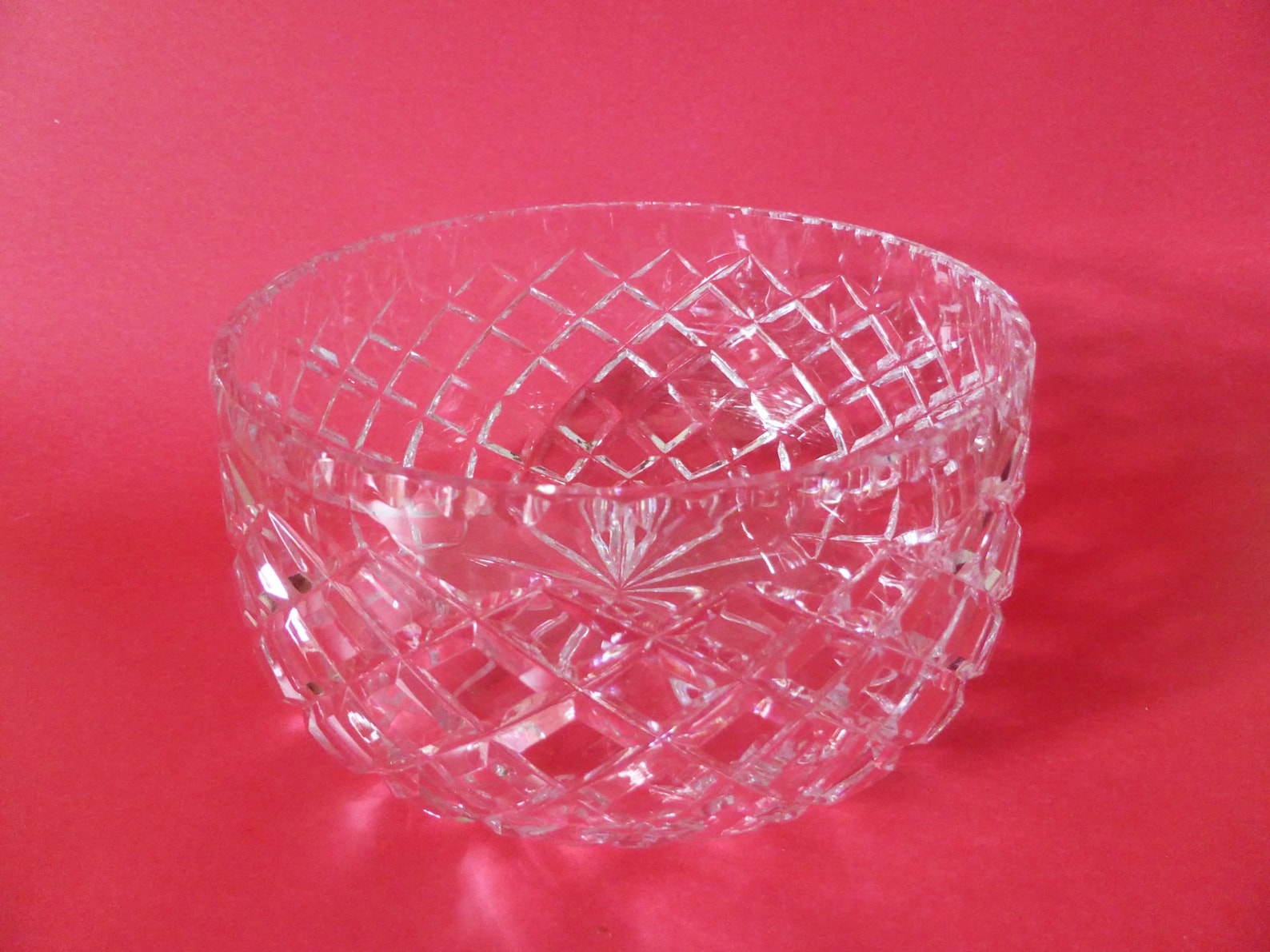 Vintage Lead Crystal Bowl Hand Cut Crystal Serving / Salad Etsy