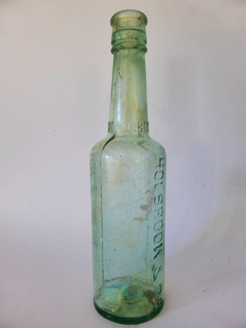 Antique Holbrook & Co. Worcestershire Sauce Bottle Aqua Green Etsy