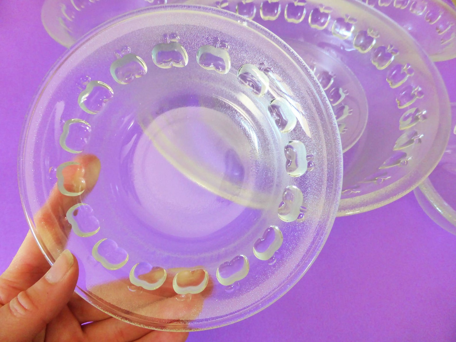 Cute Apple Glass Serving Bowls Set of 6 Mid Century Dessert Etsy