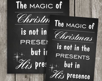 Christmas Art Print Printable - Christmas Chalkboard Wall Decor - Christian Desk Card - Christmas Decor Card - PC01