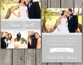 Biglietto di ringraziamento - matrimonio grazie modello - ringraziamenti foto Photoshop per fotografi - TY03