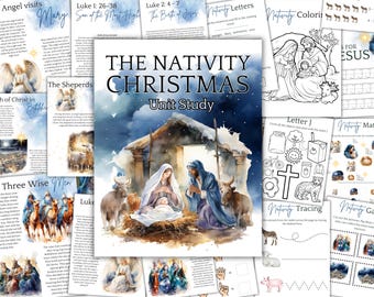 NATIVITY CHRISTMAS Unit Study - Christmas Printable Baby Jesus Birth Homeschool - Advent Bible Christmas Story Christian School Worksheet