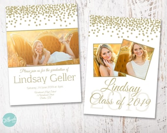 Plantilla de anuncio de graduación - Tarjeta de graduación senior - Plantilla de tarjeta de graduado - Plantilla de foto de graduación de la escuela secundaria - GA01