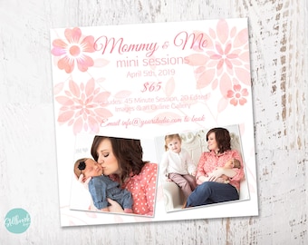Mini sesión del día de la madre, Mini día de la madre, Minis del día de la madre, Tarjeta de marketing del día de la madre - Plantilla de Photoshop para fotógrafos - MS04