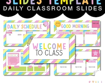 Class Slide Templates, Morning Classroom Slides for Google Slides and Powerpoint | Template for Lesson Plans, Back To School, Subject Slides