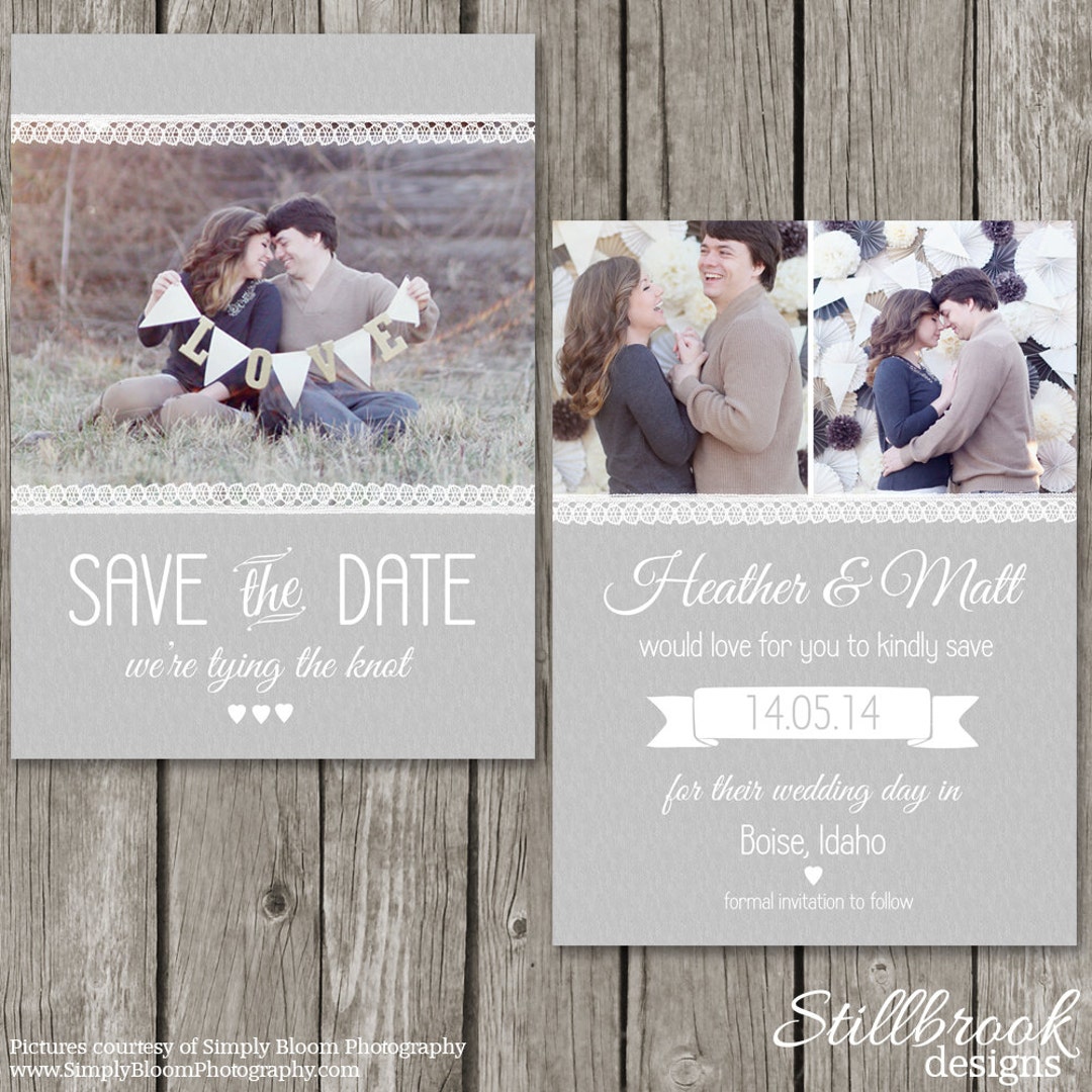 Save the Date Card Template Printable Wedding Photo Card SD08 - Etsy