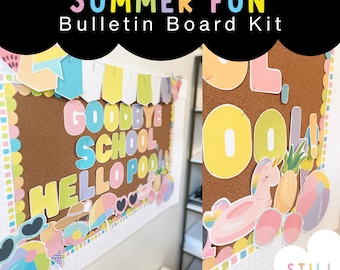 Plantilla para tablón de anuncios de verano: decoración imprimible para el aula (descarga instantánea) Decoraciones alegres para el aula - Graduación de mayo y junio