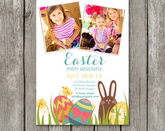 Plantilla de mini sesión de Pascua - Junta de marketing de Pascua - Plantilla de Pascua para fotógrafos - Tarjeta de Pascua - Plantilla de Photoshop de Pascua - MS24