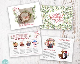 Plantillas de tarjetas de Navidad - Tarjetas fotográficas navideñas - Año en revisión Tarjeta de Navidad con foto - Tarjeta de fotos de Navidad - Plantilla de Navidad con foto