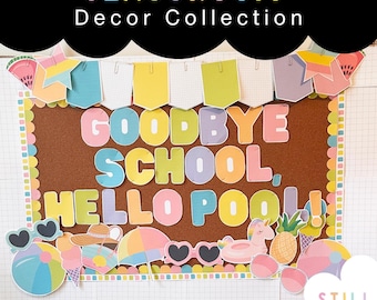 Plantilla para tablón de anuncios de verano: decoración imprimible para el aula (descarga instantánea) Decoraciones alegres para el aula - Graduación de mayo y junio