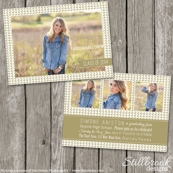 College Graduation Announcement Template - Senior Graduation Invitation - High School Photo Invite -  2014 Senior Photoshop Template - GA04