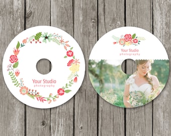 CD Label Vorlage für Fotografen - Frühling Blumen Hochzeit Fotografie dvd Labels - Sommer Blumen Foto CD Favor - CL07