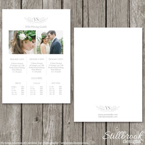 Photography Pricing Sheet Template Price List Guide Wedding Photographer Photo Print Investment Collections PG01 image 2