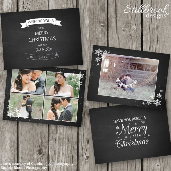 Christmas Card Set - Holiday Card Templates - Printable Chalkboard Christmas Photo Cards - CS07