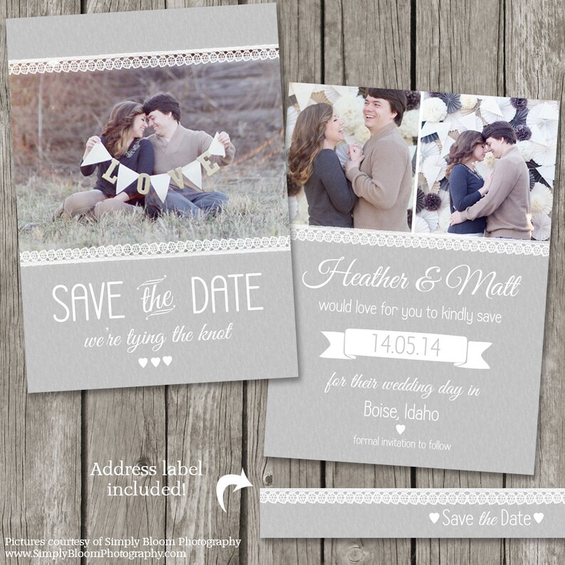 Save the Date Card Template Printable Wedding Photo Card SD08 - Etsy