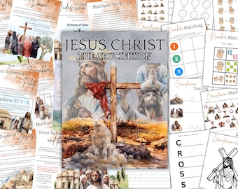 Estudio de unidad de Pascua cristiana: Crucifixión de Jesucristo - Historia de Pascua: Hojas de trabajo, actividades, escritura a mano, matemáticas, buscar y encontrar, imprimibles