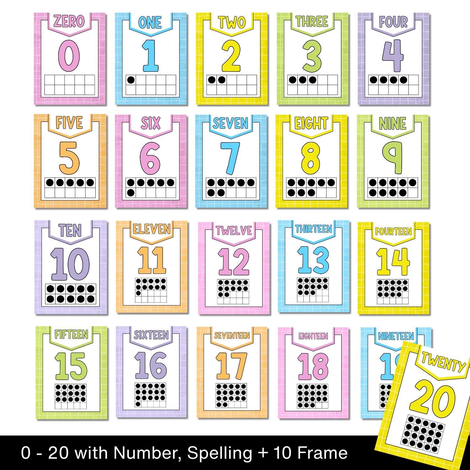 Number 10 Frames Classroom Posters Printable Bulletin Board Counting ...