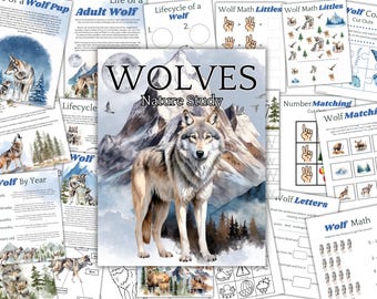 Wolf Unit Study Homeschool Curriculum - Wolf Study Preschool Resources - Nature Study Unit - Homeschool Printables - Wolf Activity