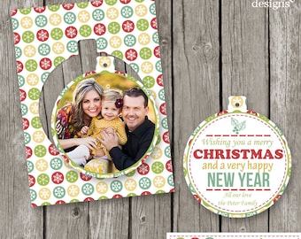 Luxe Pop Christmas Card Template - Pop Out Christmas Ornament Card for Photographers - CC08