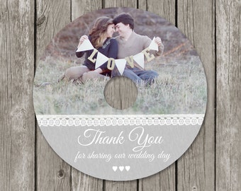 Wedding CD/DVD Label Template - Photography Photo Thank You DVD for Photographers - CL08