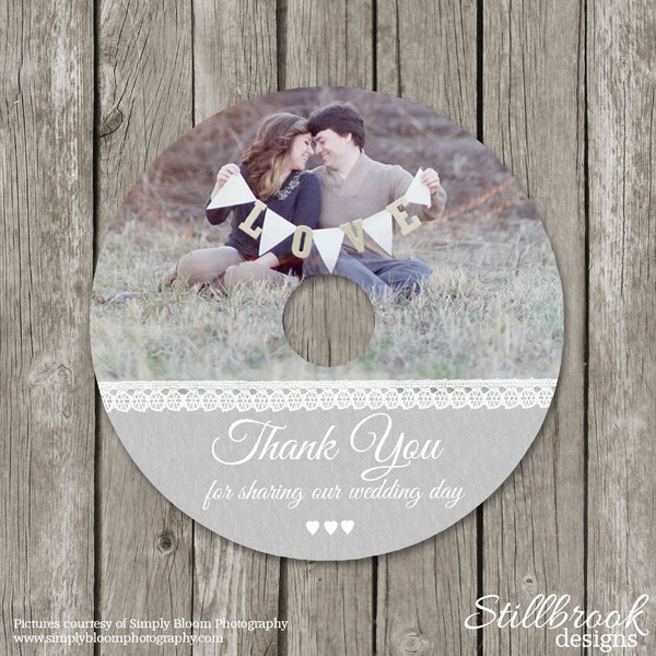 Wedding CD/DVD Label Template - Photography Photo Thank You DVD for Photographers - CL08