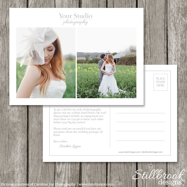 Marketing Template Flyer Card for Photographers - Wedding Photography Marketing Postcard Template Board - Simple Advertising Design - MC04