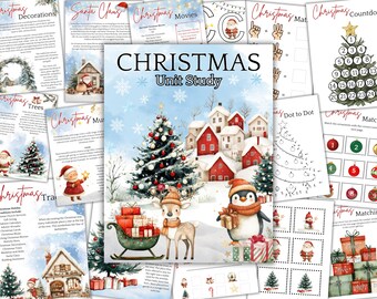 Estudio de unidad de Navidad - Actividades navideñas para niños - Currículo de educación en casa de Navidad - Historia de Navidad - Canasta de la mañana, Libro de actividades
