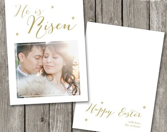 Christian Easter Card Template - He Is Risen Easter Card for Photographers - Easter Template - EC01